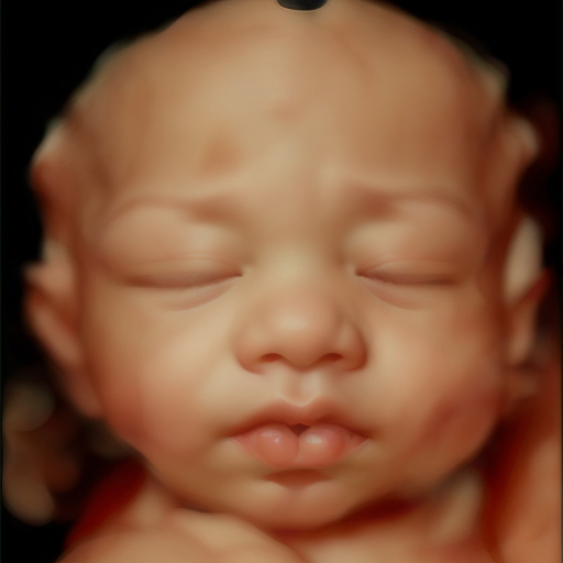 8K AI ultrasound output — detailed skin texture and baby features